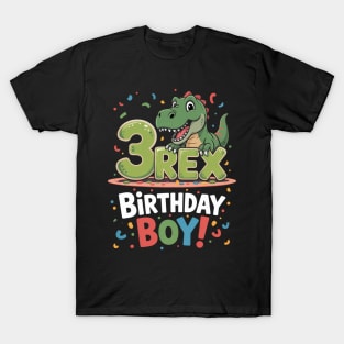 Three Rex 3rd Birthday Third Dinosaur 3 Year Old T-Shirt
